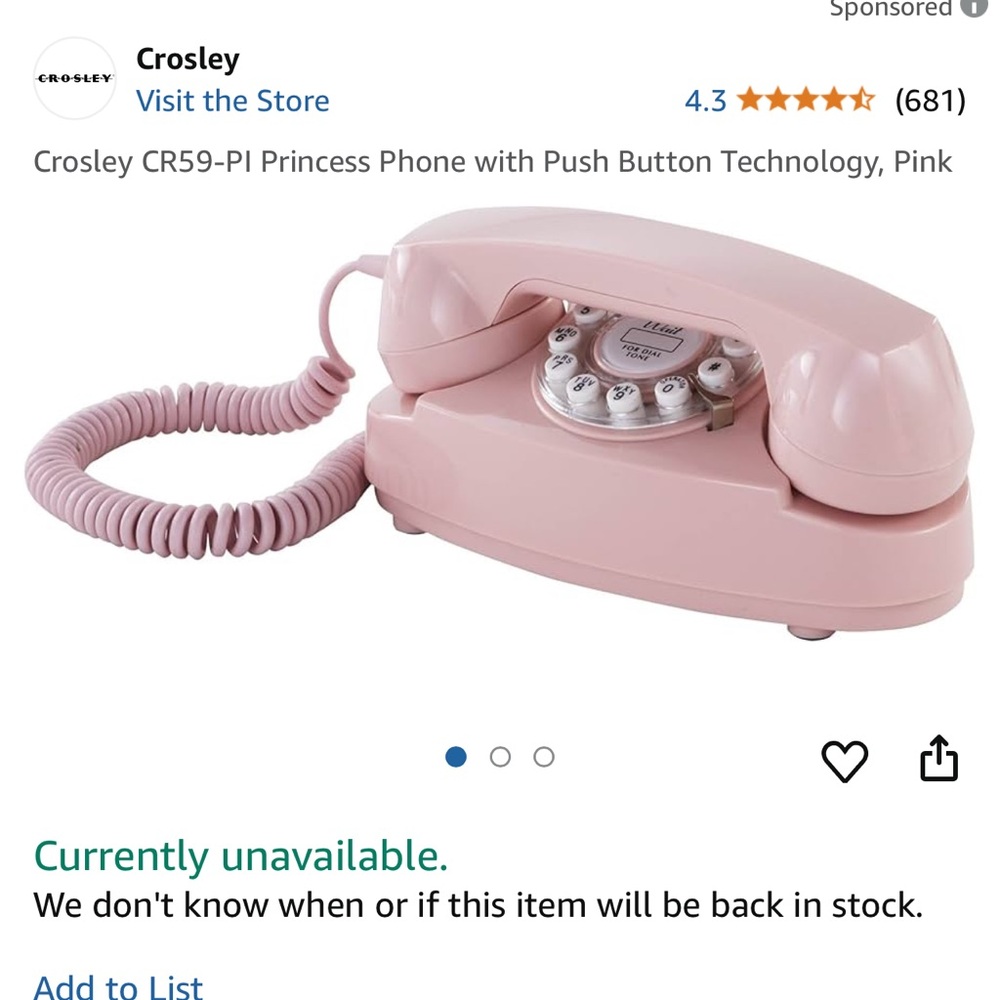 Crosley Pink Rotary Phone